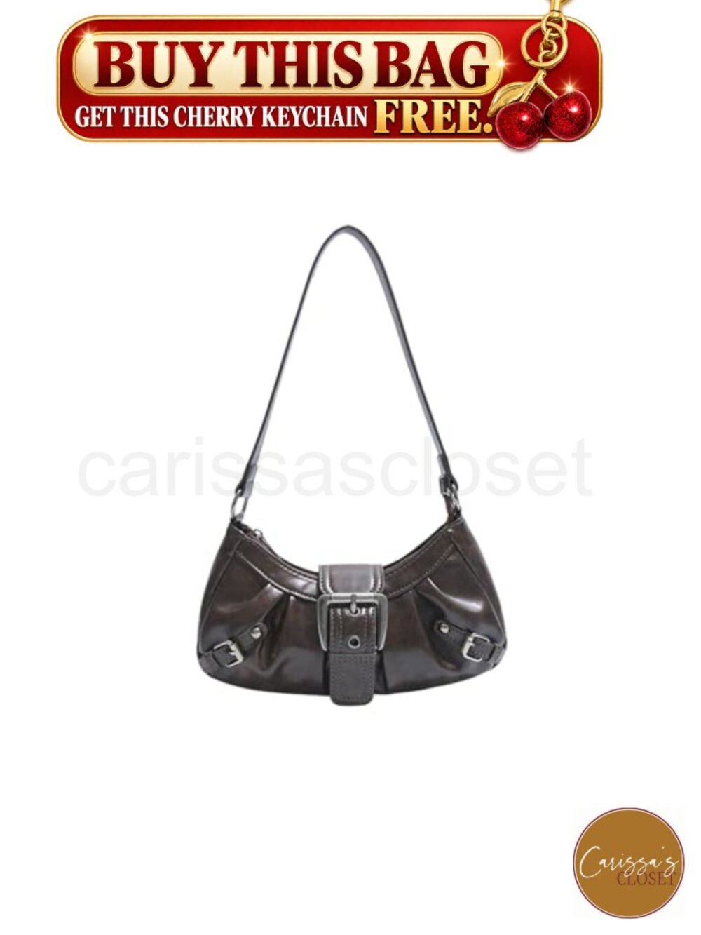 ✨ Verdusa Mini Hobo Shoulder Bag Faux Leather Y2k Goth Punk Vintage Purse